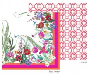 La Dolce Vita Fuchsia/Orange 70" Square Reversible Tablecloth
