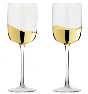 Wave Wine Glass Gold Set/2
