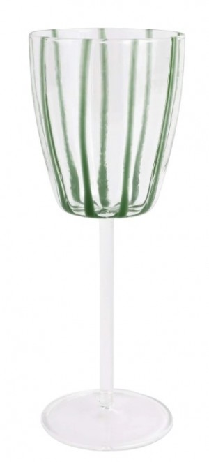 Nuovo Stripe Green Wine Glass Set/4