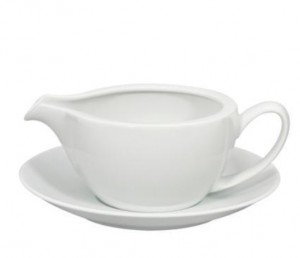 Spirit White Sauce Boat with Plate