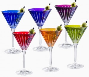 Martini Stemmed Assorted Colors Glasses Set/6