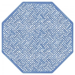 Fretwork Octagonal Paper Placemats in Blue - 12 Per Package