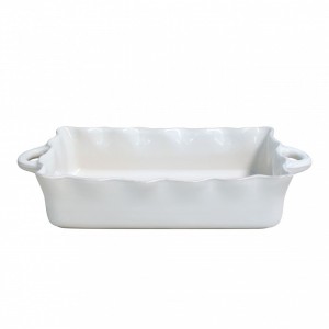 Large Rectangular Ruffled Baker White