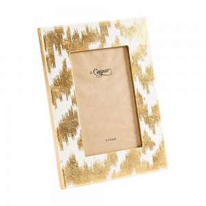Modern Moiré Lacquer 4X6 Picture Frame in Gold