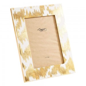 Modern Moiré Lacquer 5X7 Picture Frame in Gold
