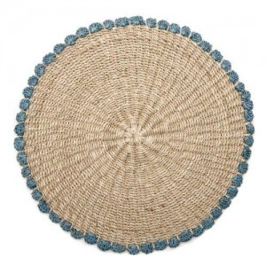 Tahitian Border Placemat in Aqua Set/4