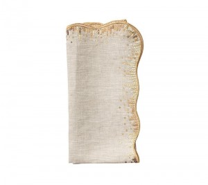 Sequin Spray Napkin in Natural and Gold Set/4