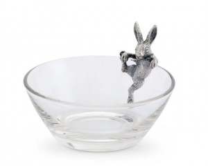 Bunny Glass and Pewter Dip Bowl