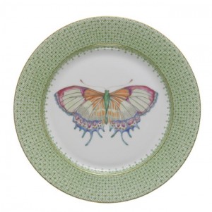 Apple Green Lace Salad Plate with Butterfly