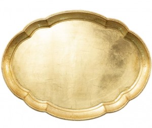 Florentine Wood Gold Large Oval Tray