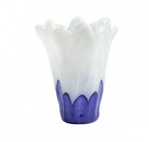 Onda Glass Cobalt and White Medium Vase