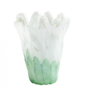 Onda Glass Green and White Medium Vase