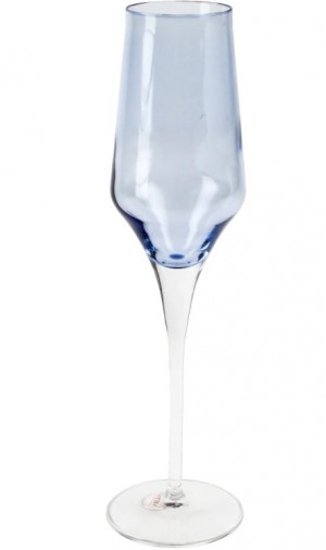 Contessa Blue Tall Champagne Glass Set/4