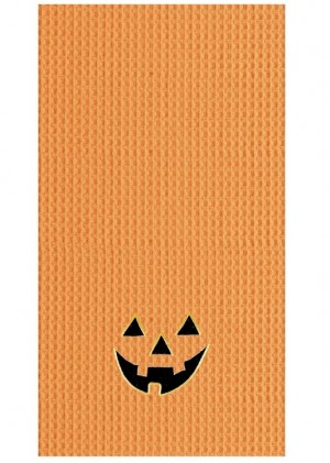 Jack-O-Lantern Waffle Weave Kitchen Towel