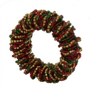 Beaded Napkin Rings in Red and Green Set/4