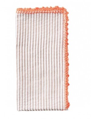 Seersucker Napkin in Natural and Orange Set/4