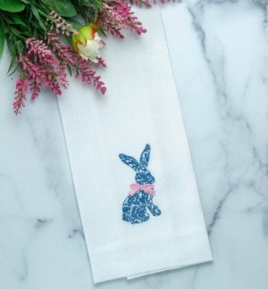 Bunny Toile Linen Towel