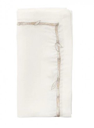 Bamboo Napkin in White, Gold and Silver Set/4