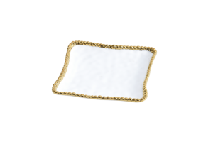 The Gold Beaded Square Canape/Dessert Plate