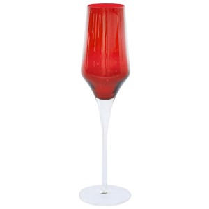Contessa Red Tall Champagne Glass Set/4