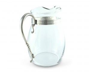 Classic Curved Glass Pitcher with Pewter Handle
