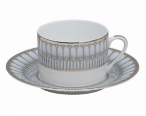 Arcades Grey and Platinum Tea Cup and Saucer