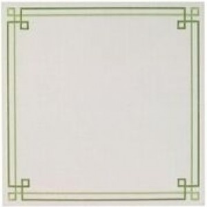 Link Antique White and Green Square Easy Care Mat Set/4