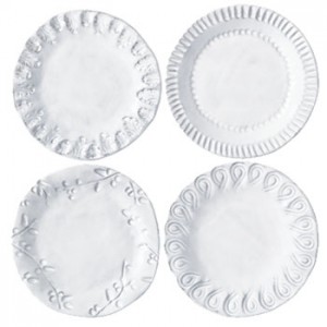 Incanto White Assorted Canape Plates Set/4