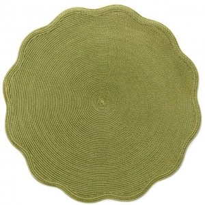 Round Scallop Placemat in Moss Canary Set/4