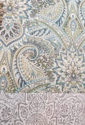 Dove Blue Paisley with Border 66" Tablecloth