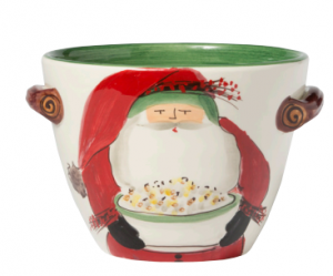 Old St. Nick Handled Deep Serving Bowl with Popcorn