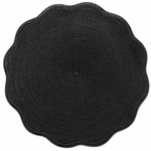 Round Scallop Placemat in Black Set/4