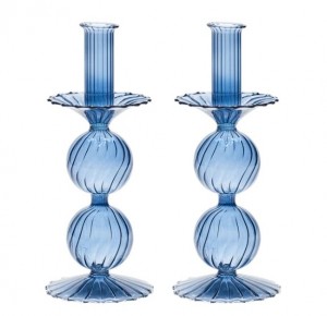 Bella Short Candle Holder in Cadet Set/2