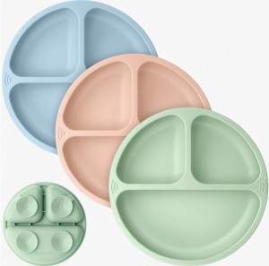 3-Pack Prep Suction Plates For Baby, Bpa-Free Silicone Plate Mellow