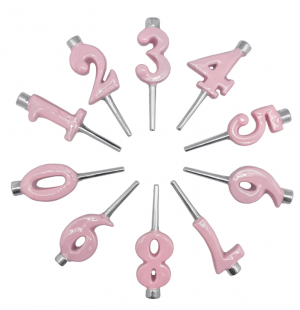 Pink Numbers Candle Holder Set