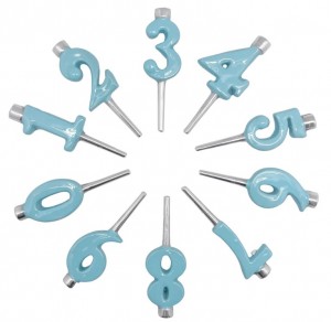 Aqua Blue Numbers Candle Holder Set