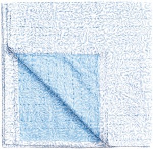 Blue Block Print Leaves Reversible 70" Tablecloth