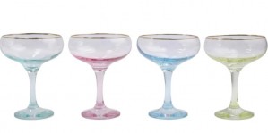 Rainbow Assorted Champagne Coupe Glasses Set/4