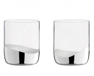 Wave Double Old Fashioned Glass Silver Set/2