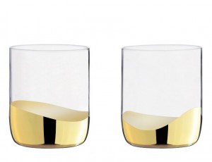 Wave Double Old Fashioned Glass Gold Set/2