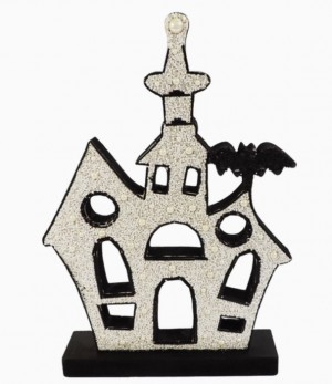Haunted House Beaded Table Decor in White & Black