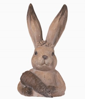 19" Brown Easter Flower Crown Bunny Bust